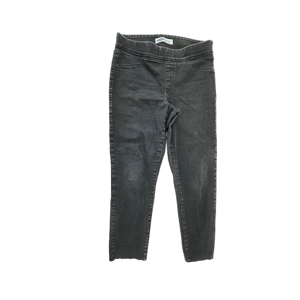 Old Navy Pull On Super Skinny Raw Hem Women's size 12P Black Denim Jeans